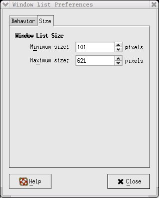 Window List sizes